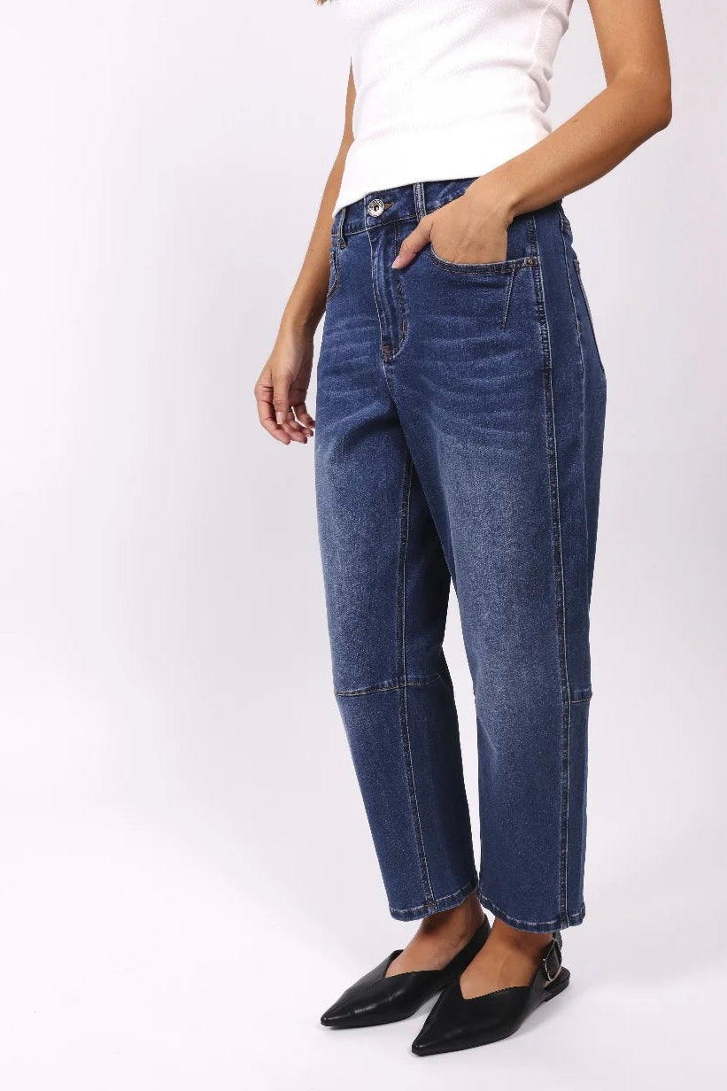 TONI BARREL JEANS - Ink , Black & Light