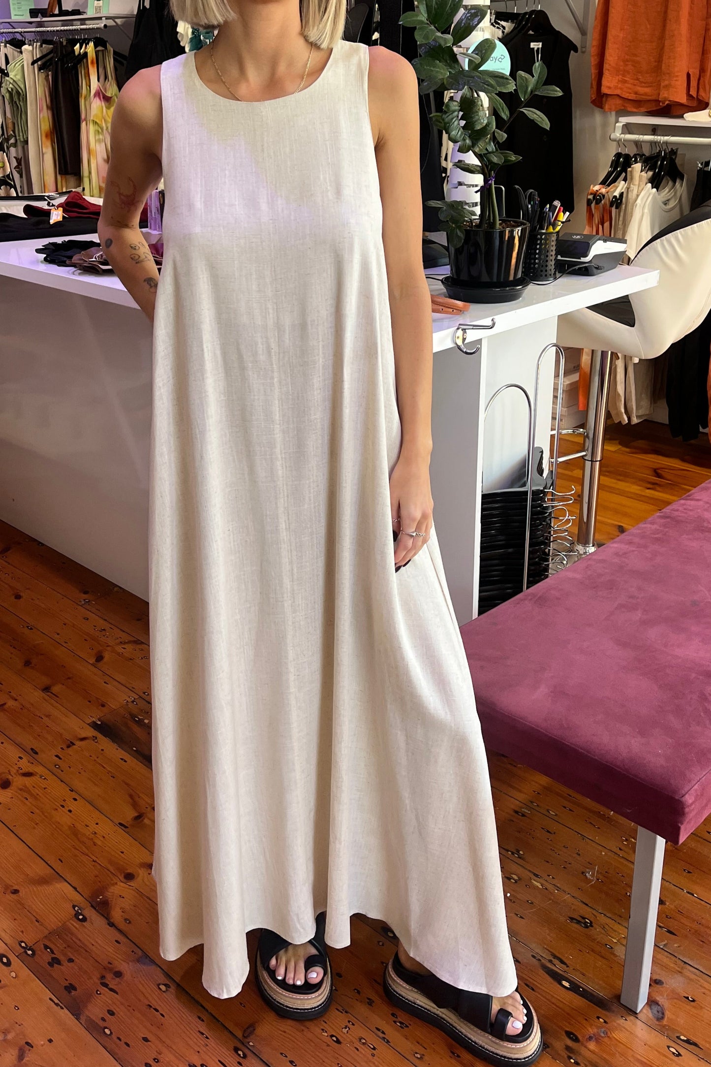 SAHARA DRESS - Oatmeal & Brown