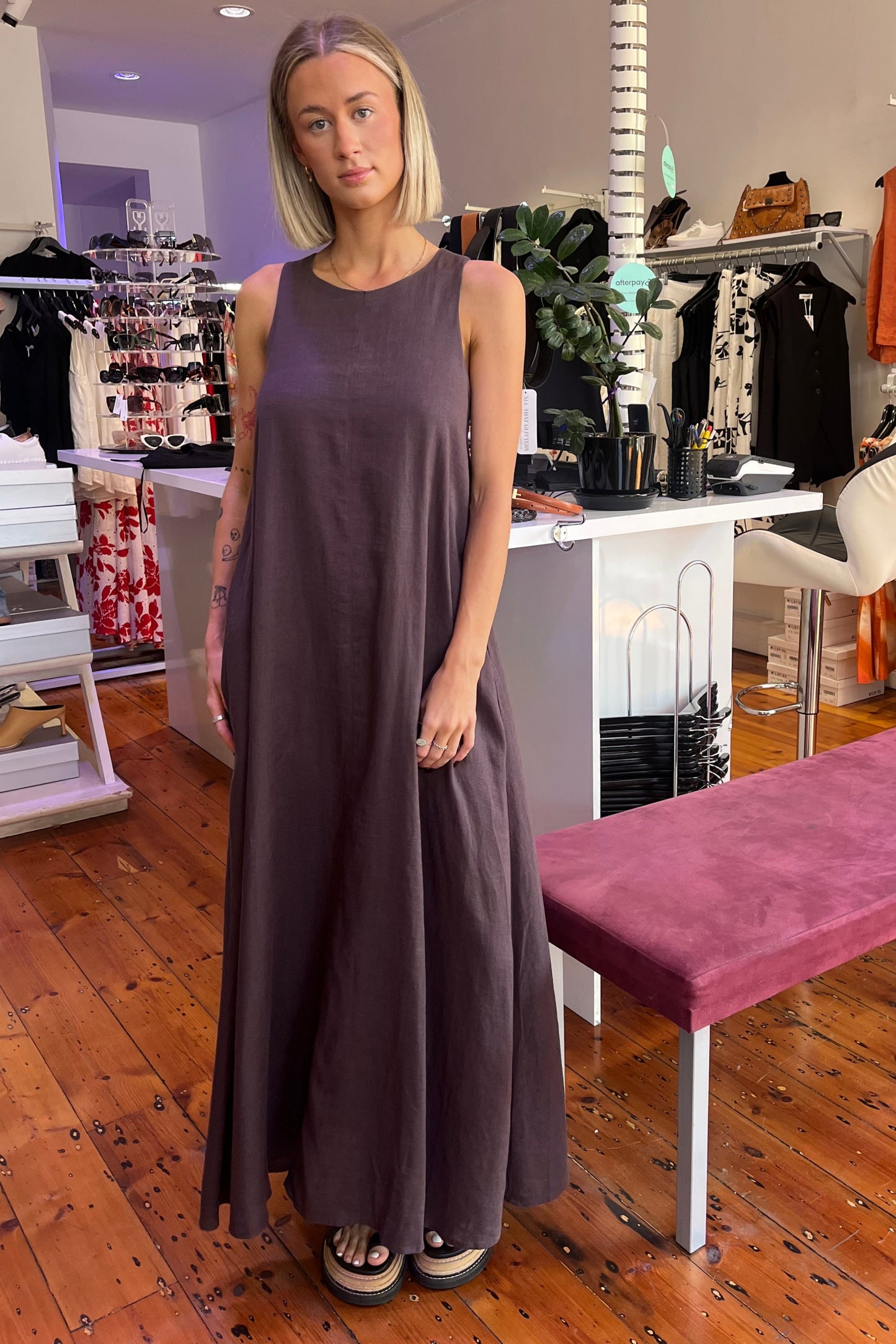 SAHARA DRESS - Oatmeal & Brown