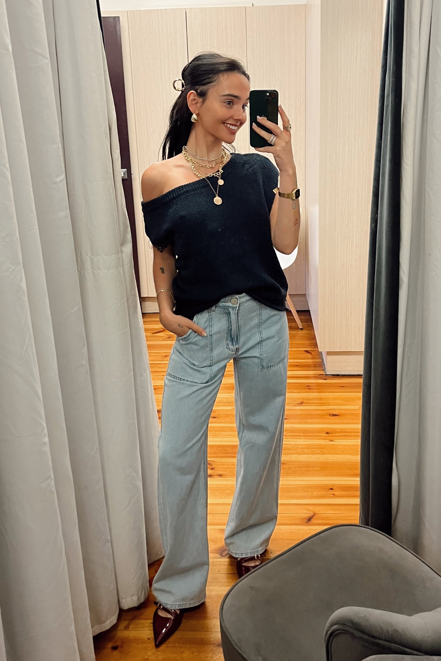 CLARA TOP - Black, Navy & Chocolate