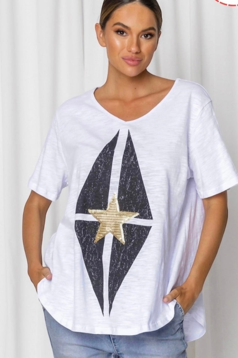 HAVANA STAR TEE- Blue, White & Citrus