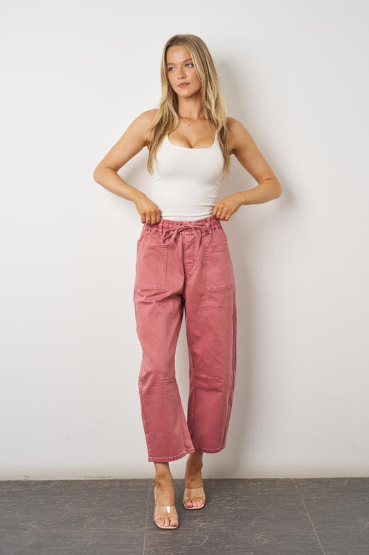 ZENA BARREL JEAN- Rose & Khaki