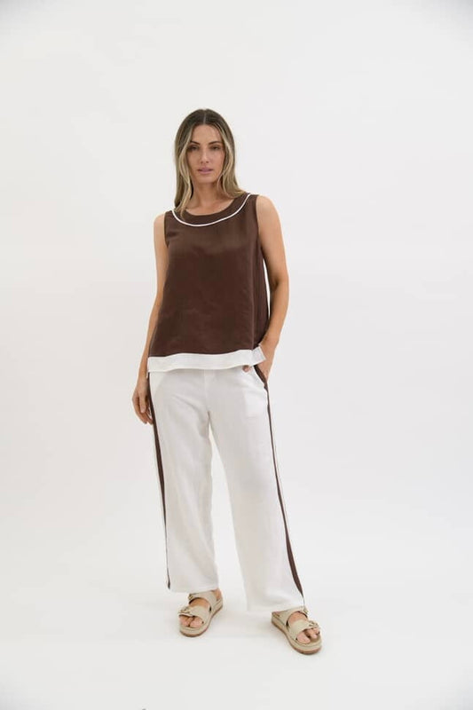 VIOLET TOP- Beige , White & Chocolate