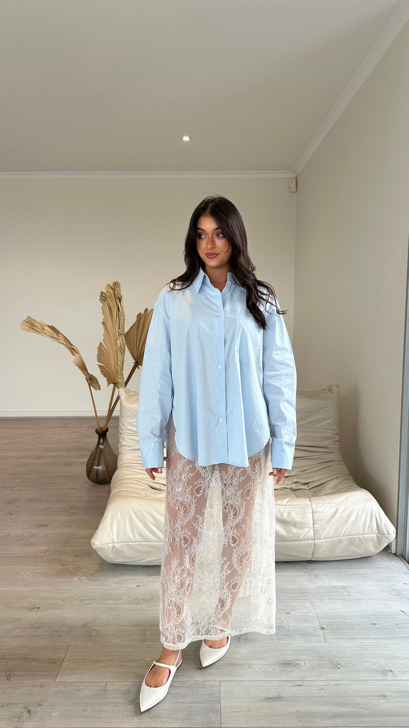 VOS SHIRT- Wine & Sky Blue