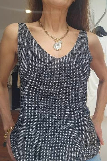 VALERIE SHIMMER TOP- Khaki & Black