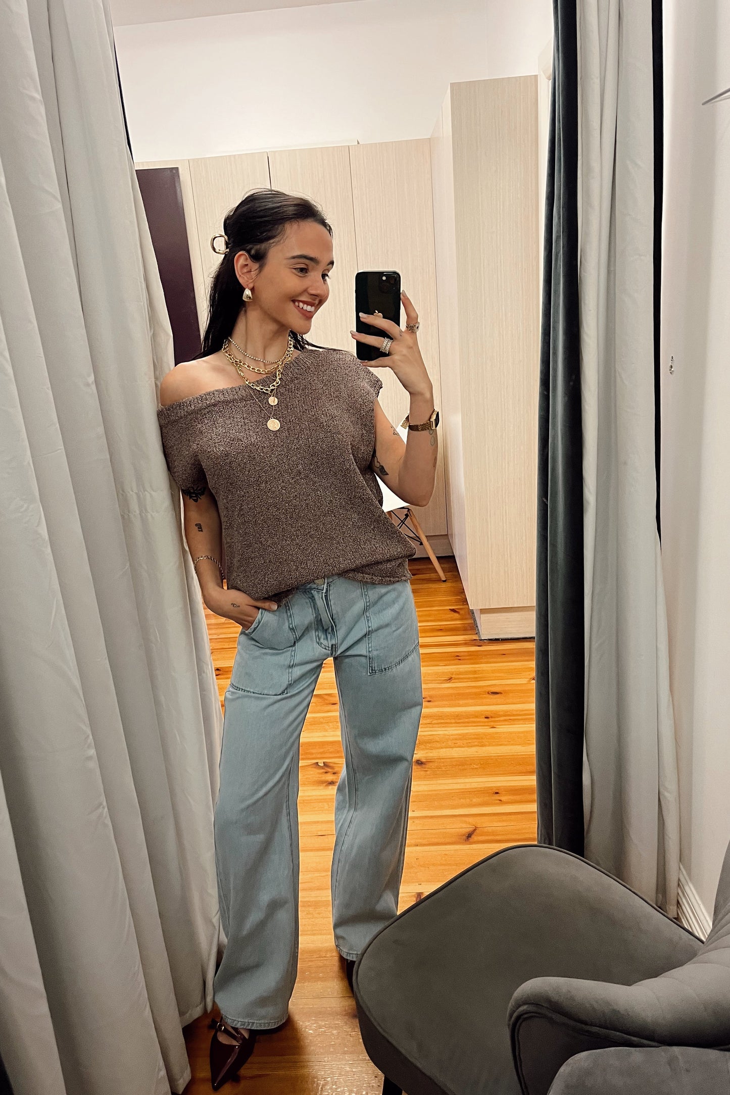 CLARA TOP - Black, Navy & Chocolate