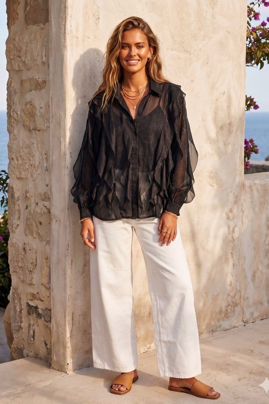CHANEL LUX SHIRT-Black & White