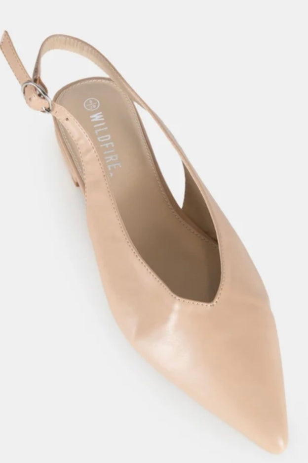 sling back vegan leather flat pointy shoe