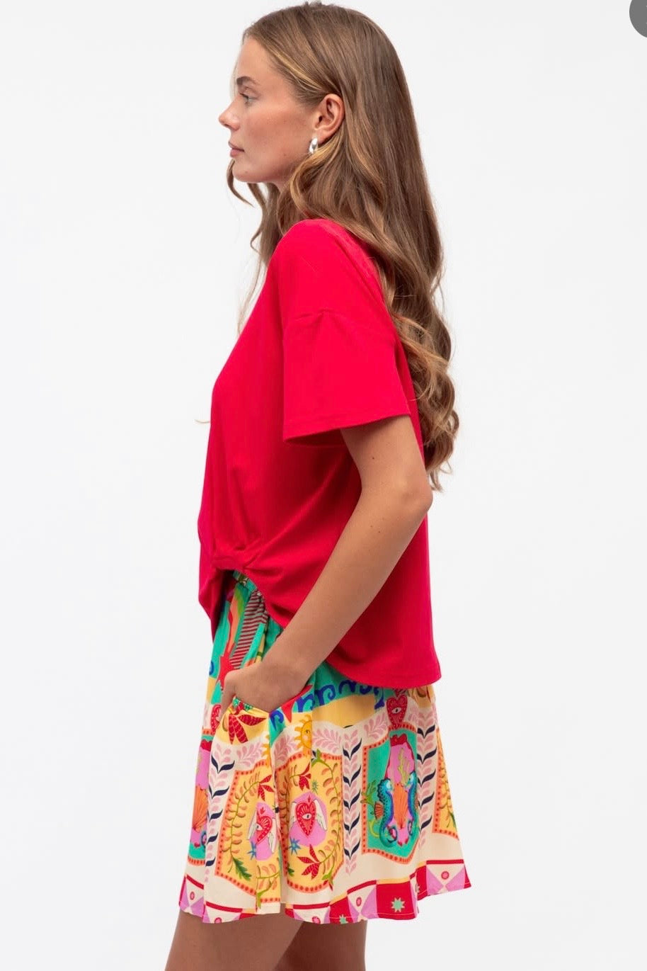 GLORIA TUCK TEE -Cherry