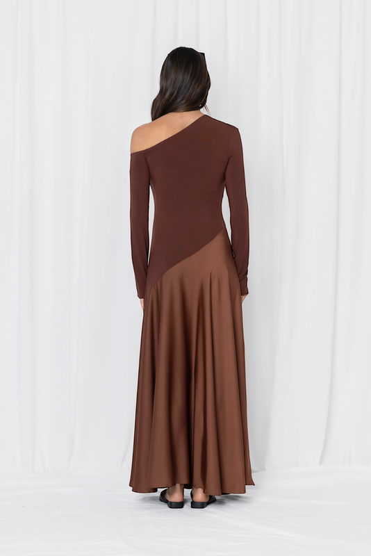 HALSTON DRESS - Peacan & Black Pre order
