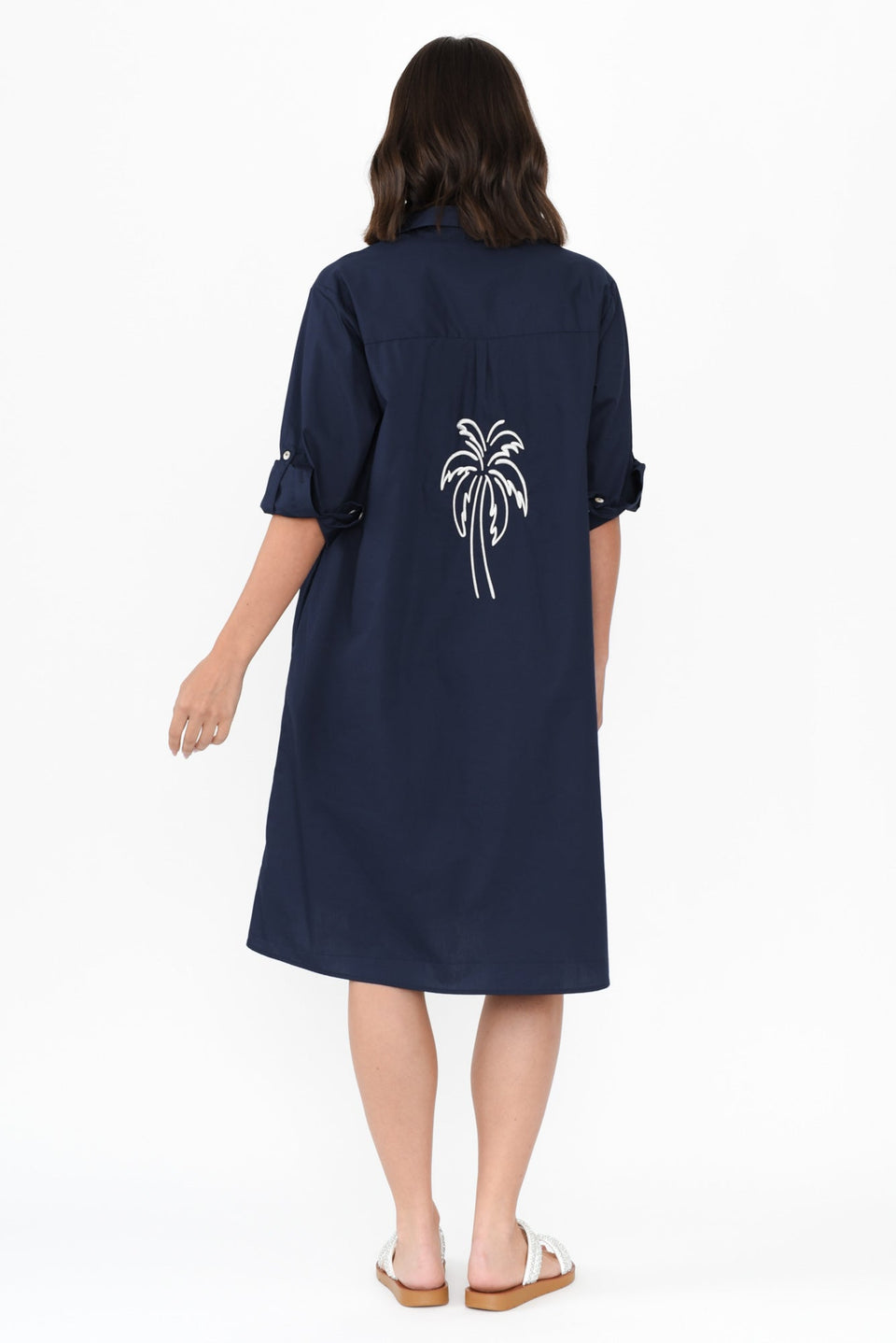 PALM SPRING SHIRT DRESS- Navy & Pink