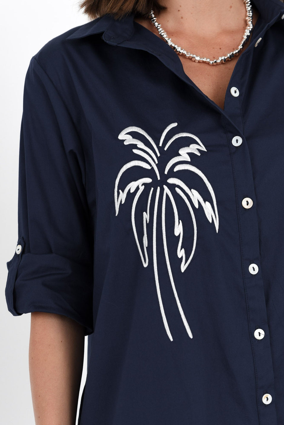 PALM SPRING SHIRT DRESS- Navy & Pink
