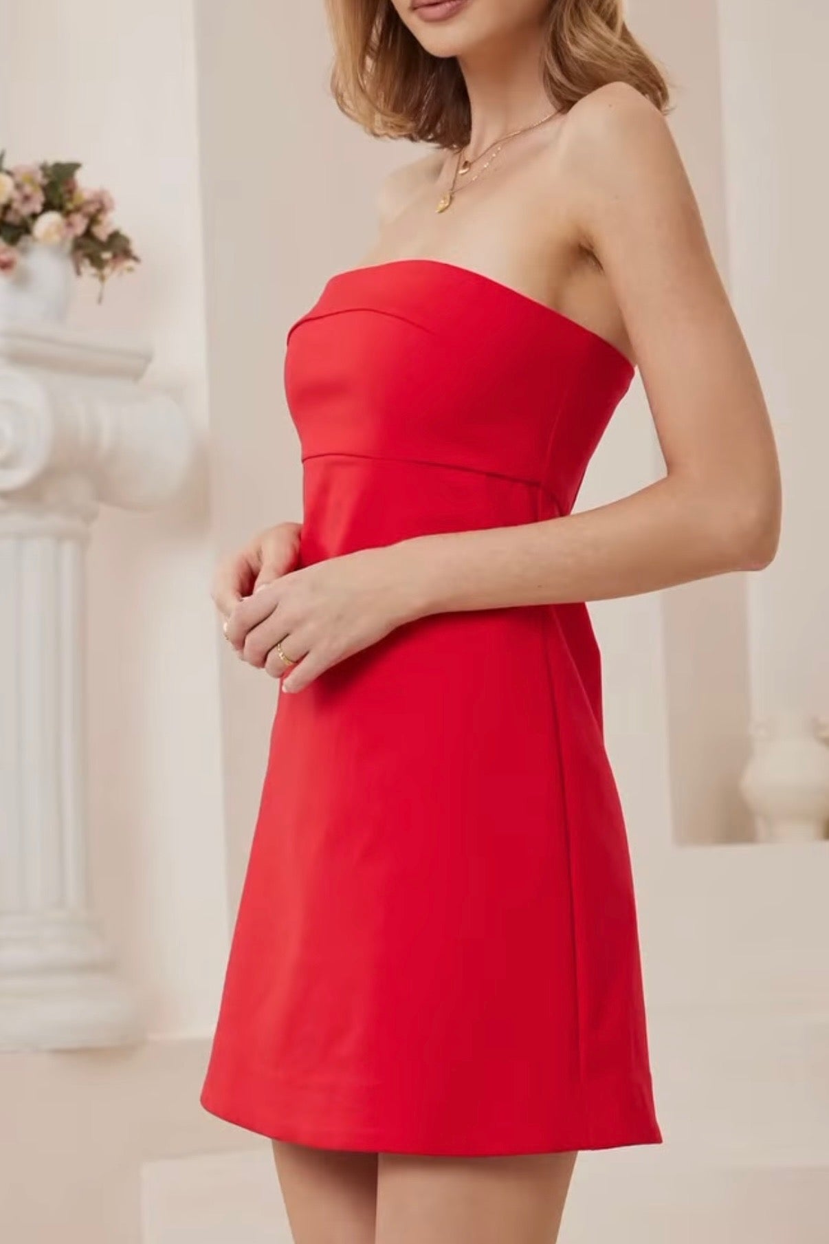 TUBE DRESS -Red & White