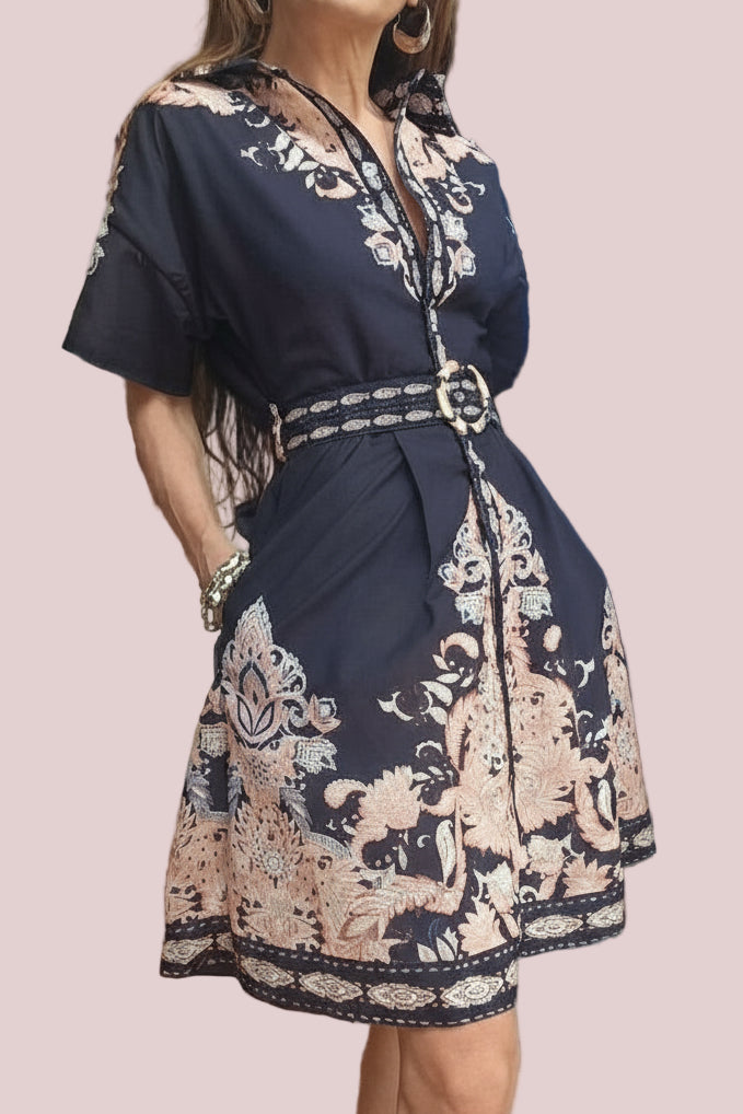 TUSCANY DRESS- Beige & Apricot