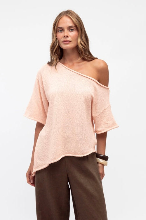 ASYM SHOULDER KNIT - Black & Pink