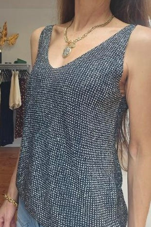 VALERIE SHIMMER TOP- Khaki & Black