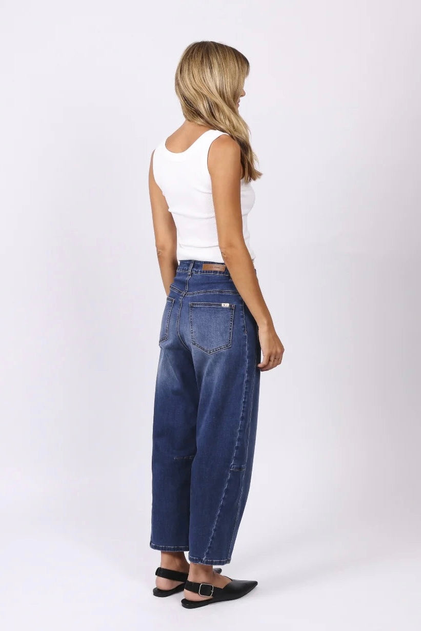 TONI BARREL JEANS - Ink , Black & Light