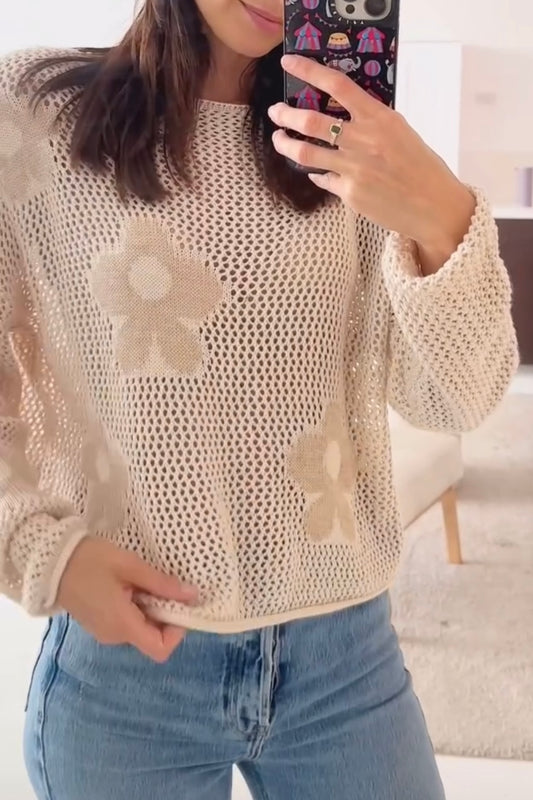 SALLY CROCHET KNIT- Bone & Ivory