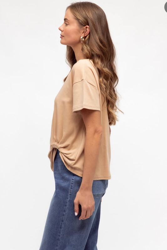 GLORIA TUCK TEE- White, Beige & Black