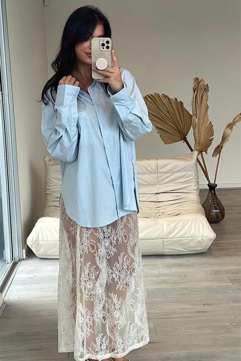 VOS SHIRT- Wine & Sky Blue
