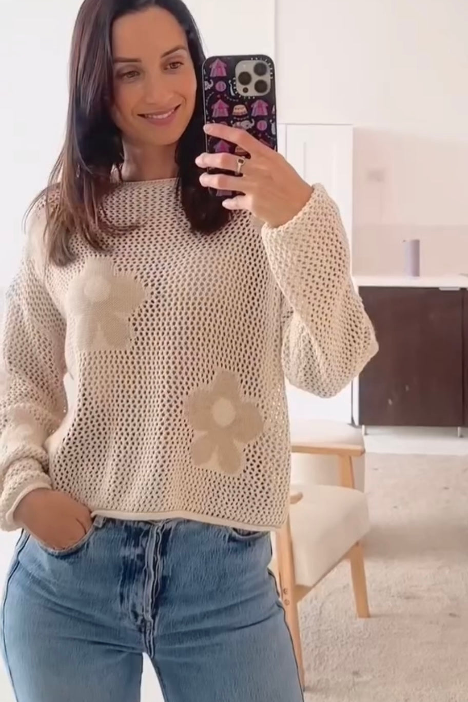SALLY CROCHET KNIT- Bone & Ivory