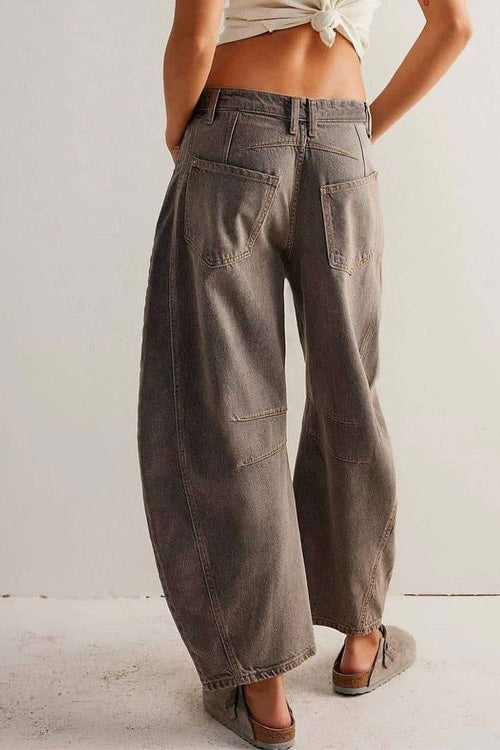 cotton denim barrel jeans