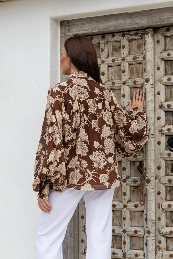 JOLIE DREAMS BLOUSE CHOCOLATE