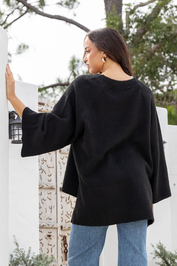 jatea the label high low v neck knit