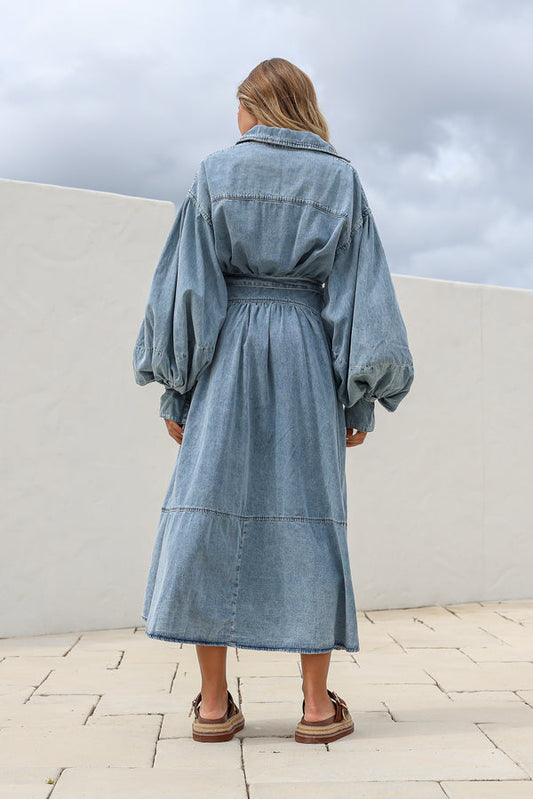 STATEMENT DENIM DREAMER'S DRESS- Mid Wash & Chocolate Pre-Order