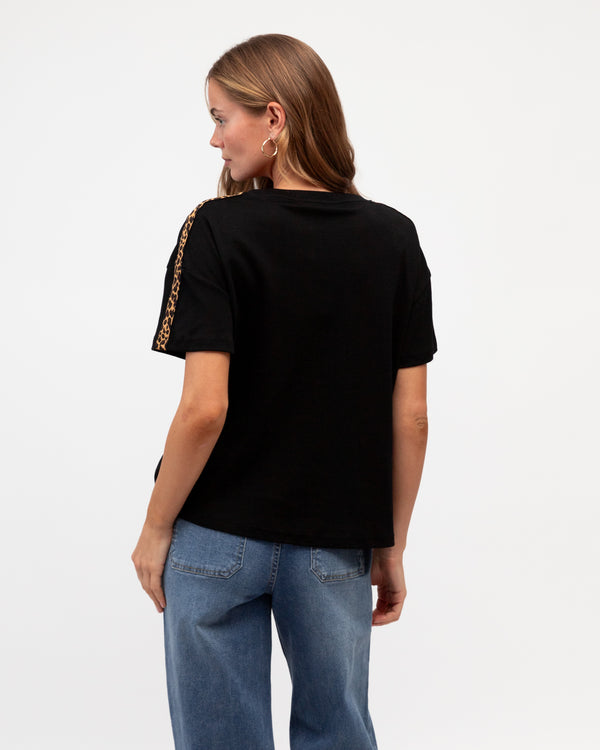 TUCK TEE LEOPARD TRIM