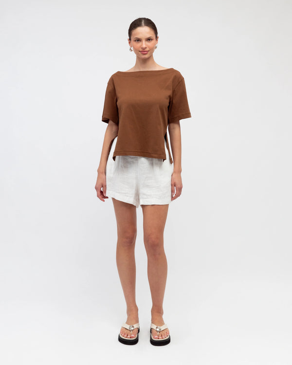 AMY TEE- Chocolate & Beige & Black