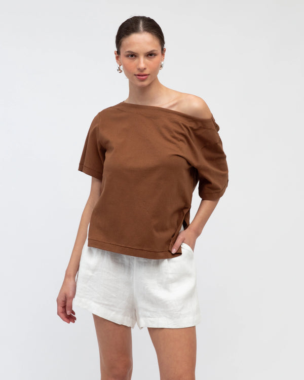 AMY TEE- Chocolate & Beige & Black