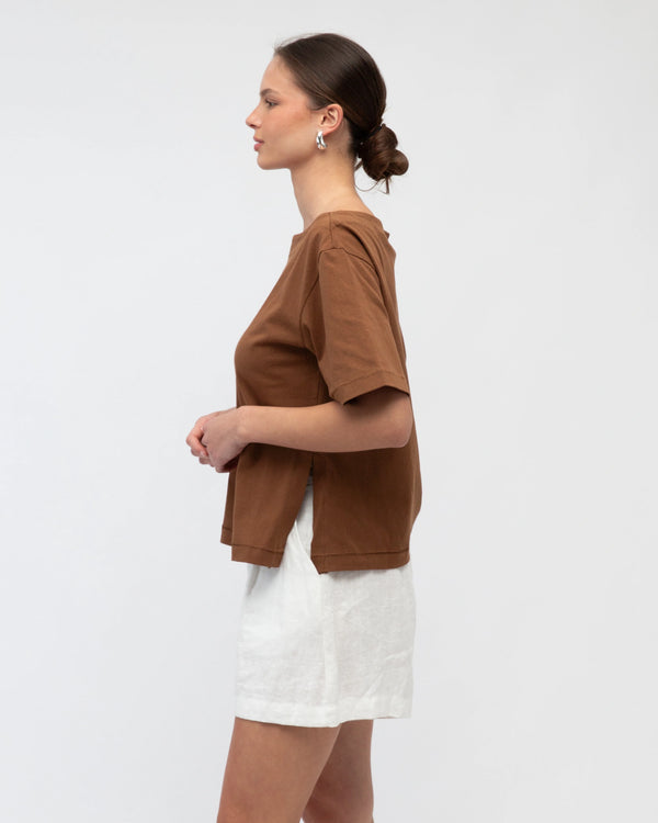 AMY TEE- Chocolate & Beige & Black