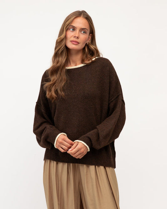 HORIZON KNIT- Chocolate & Blue