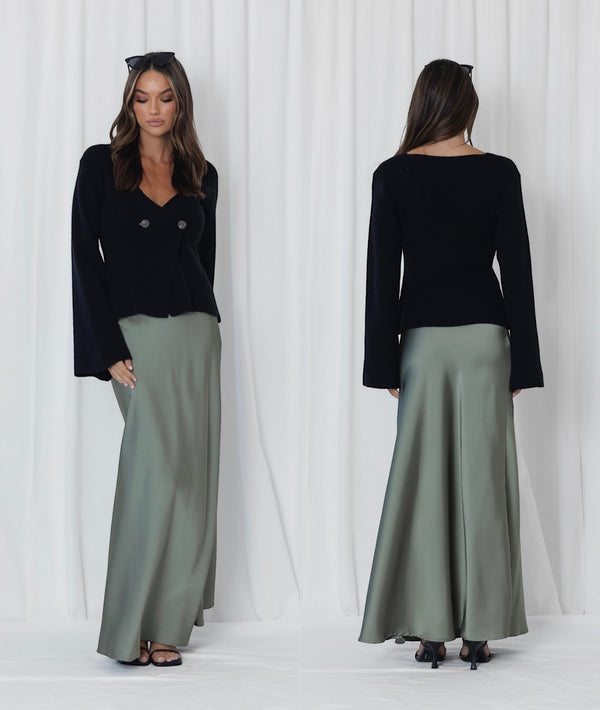 CARSO BELL SLEEVE KNIT-Beige & Black