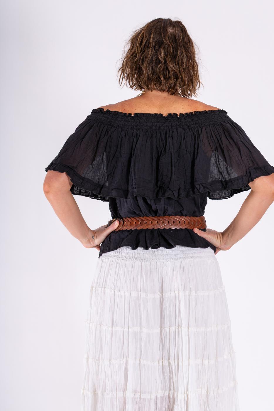 OMBARK OFF SHOULDER TOP- Black & White