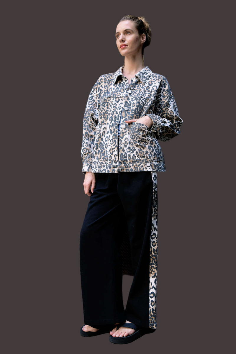 LARA LEOPARD DENIM JACKET