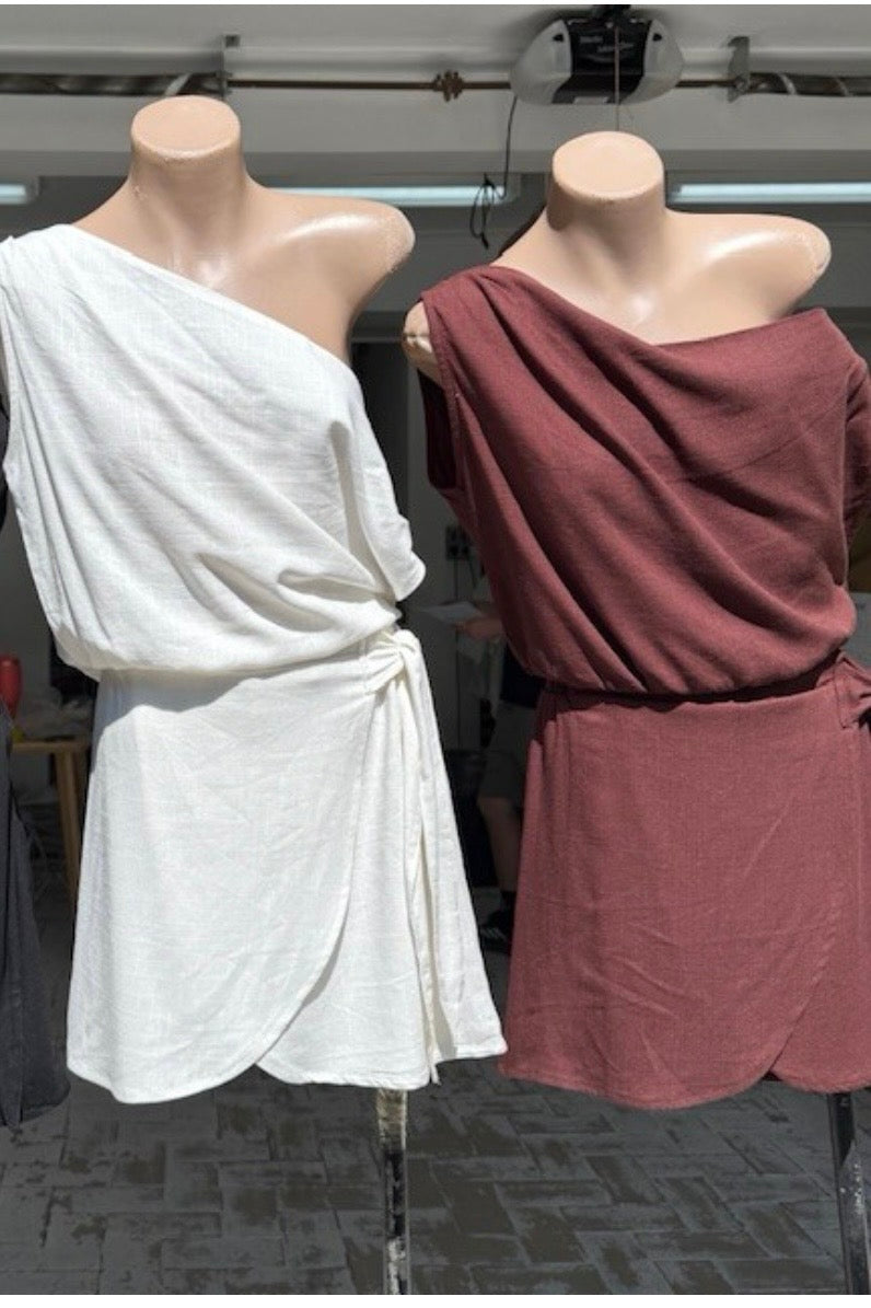 CINDY TOP - White & Chocolate