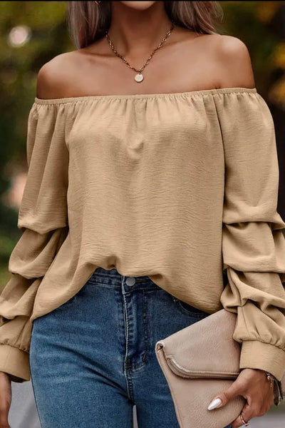 off shoulder layered sleeve top