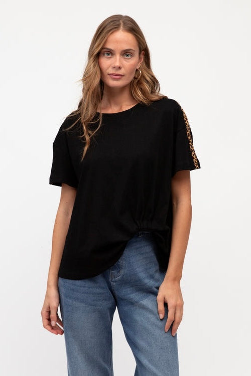TUCK TEE LEOPARD TRIM