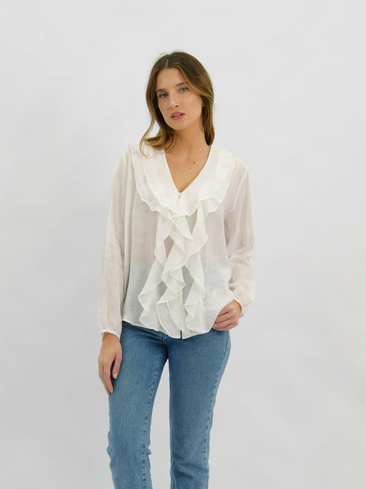 VENEZIA TOP - White , Blue & Mauve