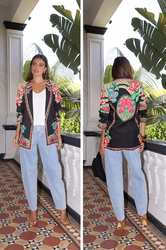 printed statement blazer mia milani