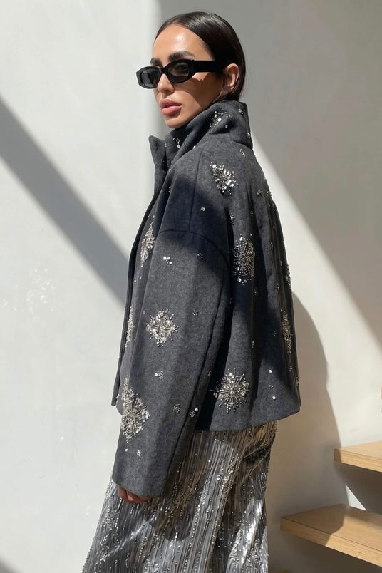 BRIANNA BEADED CROP COAT