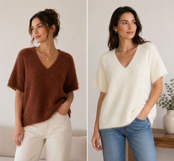 DELANEY FLUFFY KNIT-Rust & Milk