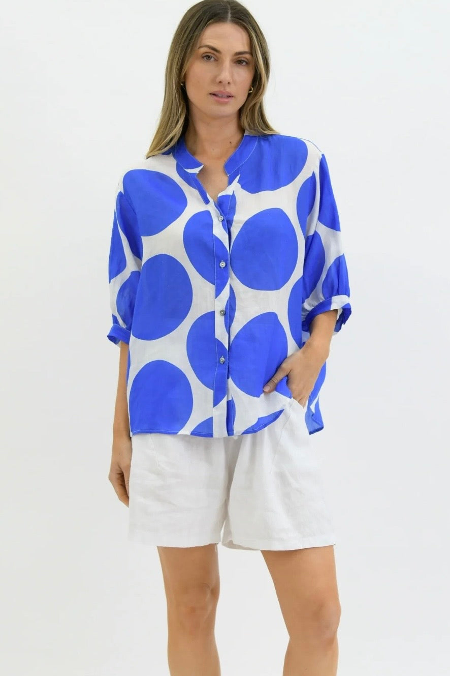 RONNY SHIRT- Chocolate . Red & Blue