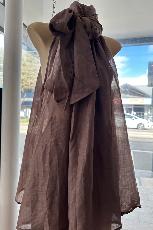 linen semi sheer halter top