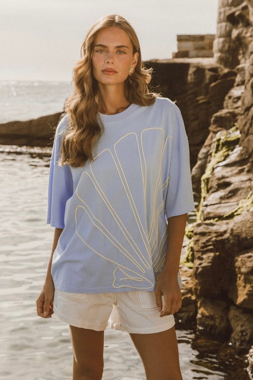 SHELLA TEE - Blue & White