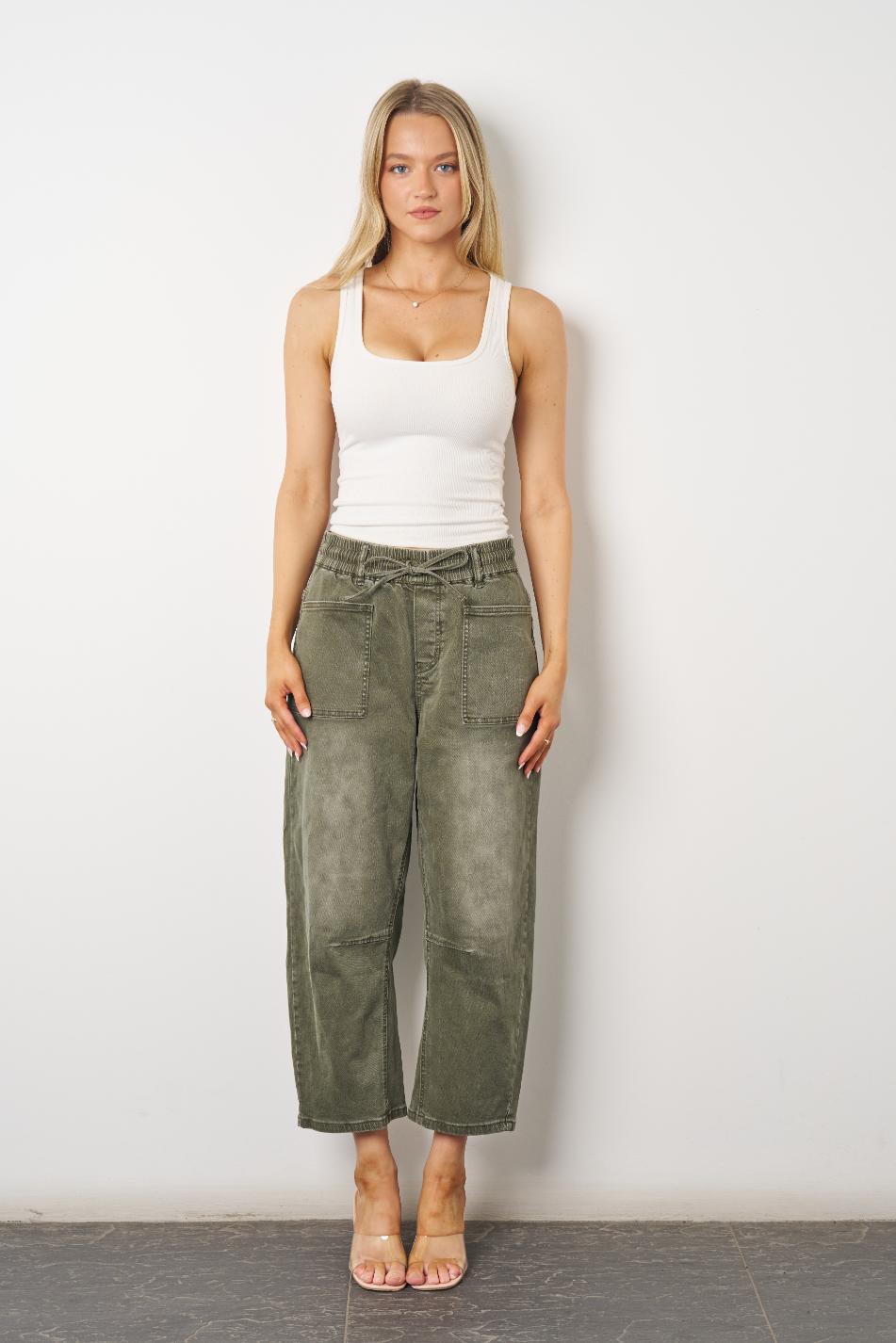 ZENA BARREL JEAN- Rose & Khaki