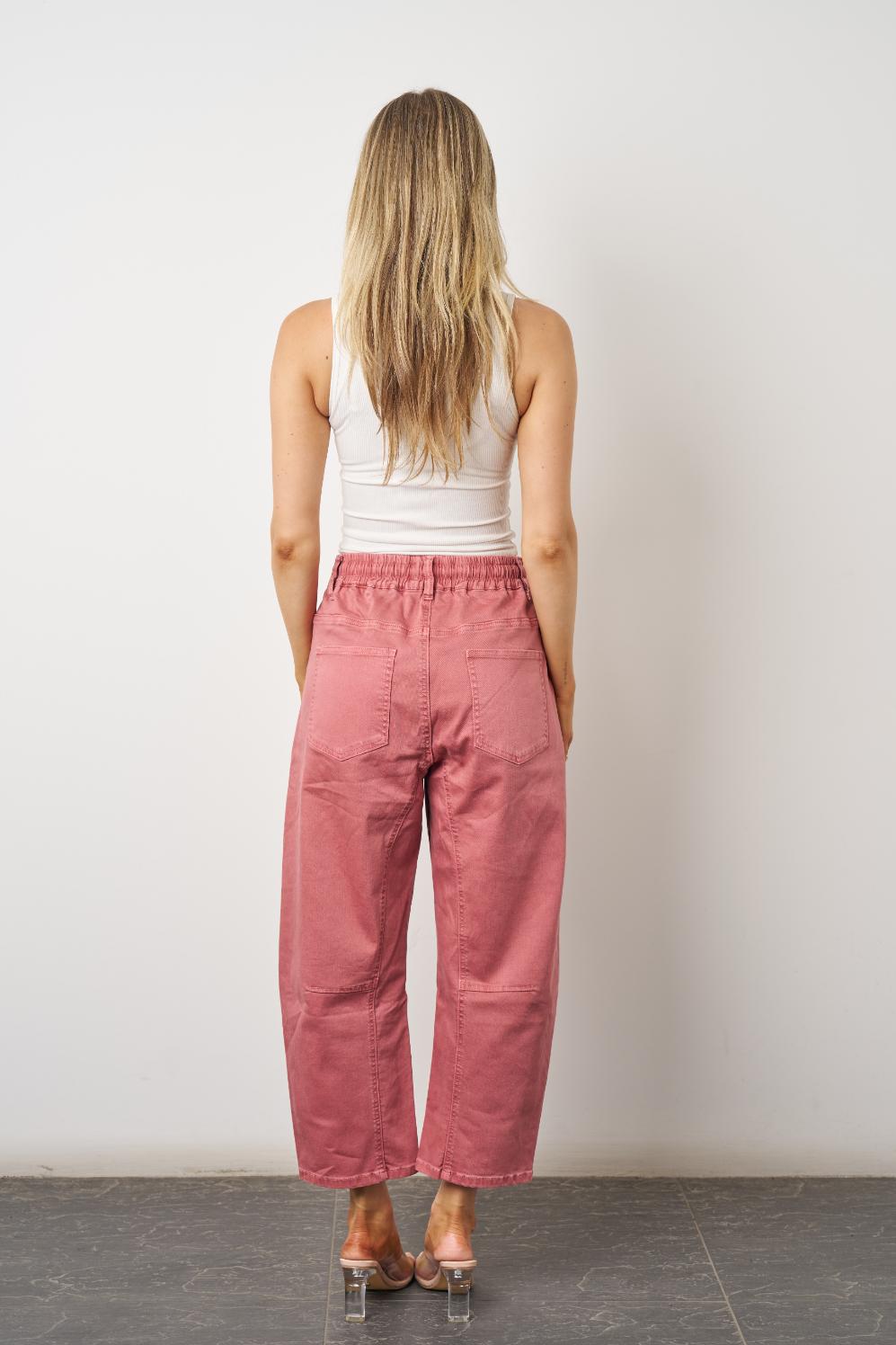 ZENA BARREL JEAN- Rose & Khaki