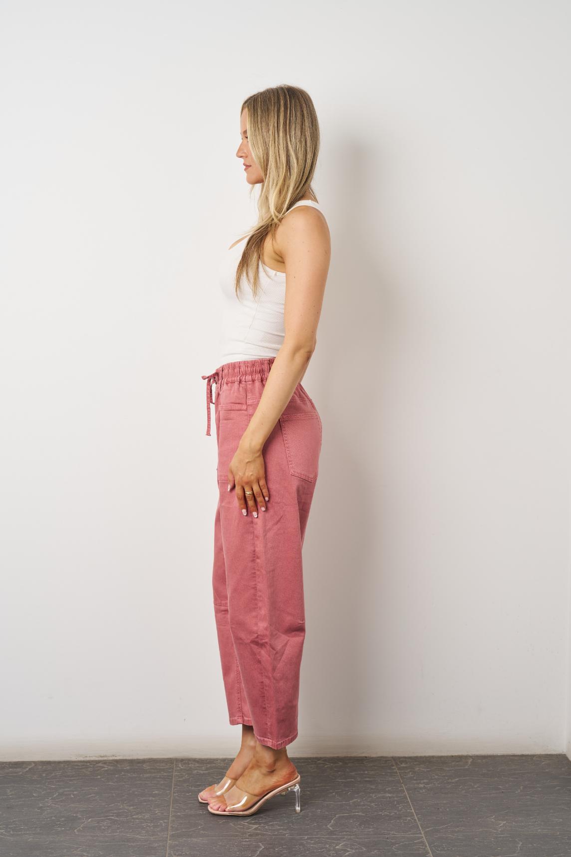 ZENA BARREL JEAN- Rose & Khaki